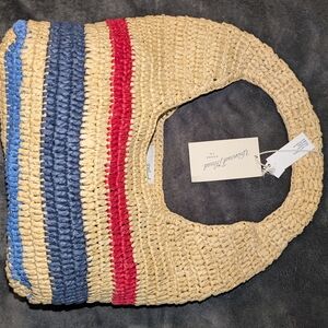 Universal Thread Straw Tote Bag - Natural, Blue, Red
